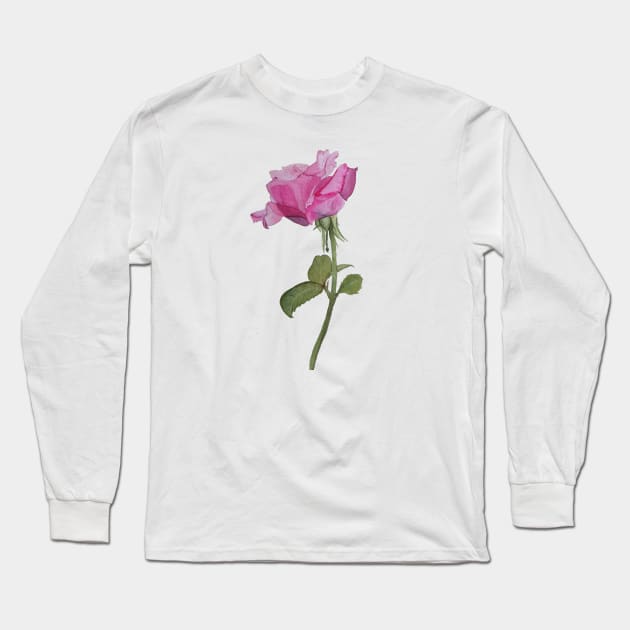 Watercolor rose Long Sleeve T-Shirt by RosanneCreates